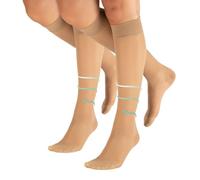 CALZITALY PACK 1/2 Calcetines medicos a compresión graduata fuerte, Medias hasta las Rodialla elásticas y graduadas, 140 DEN | 18-22 mm/Hg | CALCETERÍA ITALIANA (2 Pares - Natural, S/M)