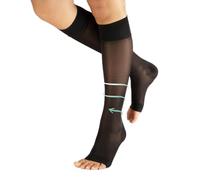 CALZITALY PACK 1/2 Medias de compresión con la Punta Abierta, Medias de Descanso hasta la Rodilla | 18-22 mm/Hg | 140 DEN | Made in Italy (Negro, L/XL)