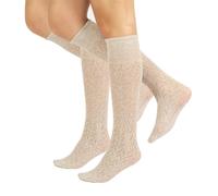 CALZITALY PACK 1/2 Pares Medias hasta la rodilla invernales, Calcetines hasta la rodilla de algodón, Calcetería Italiana (2 X Chevron Beige, Talla Unica)