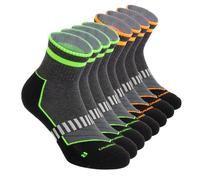 CALZITALY Pack 2-3-6 Pares Calcetines de Deporte Tobilleros Media Caña Acolchados para Ciclismo, Running, Tenis, Padel - Made in Italy (35-38, 4 Pares Cortos: Verde+Naranja)