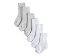 CALZITALY PACK 2/4/6 Calcetines de algodón de canalé para bebé, Calcetas de colores unisex para infante | 0-12 meses (FR/ES, Edad, 6 meses, 12 meses, 6 Pares: Gris melange+Blanco)