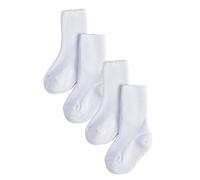 CALZITALY PACK 2/4/6 Calcetines de algodón de canalé para bebé, Calcetas de colores unisex para infante | 0-12 meses (FR/ES, Edad, 0 meses, 3 meses, 4 Pares: Blanco)