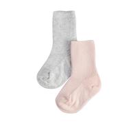 CALZITALY PACK 2/4/6 Calcetines de algodón de canalé para bebé, Calcetas de colores unisex para infante | 0-12 meses (FR/ES, Edad, 0 meses, 3 meses, 2 Pares: Rosa+Gris melange)