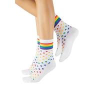 CALZITALY PACK 2 Pares Calcetines Acolchados de Algodón, Calcetines Arcoiris, Calcetines a Rayas, Calcetines Deportivos, Blanco, Gris, Negro, Made in Italy (43-46, Blanco-Estrellas)