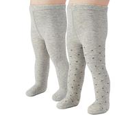 CALZITALY PACK 2 PARES Medias Bebe, Pantis Bebe y Recien Nacido, Medias Algodón, Lunares, Gris, Rosa, Azul, 3-24 Meses, 200 DEN, Made in Italy (Gris + Gris con lunares antracita, 3 meses)