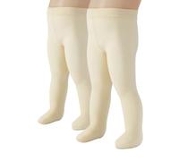 CALZITALY PACK 2 PARES Medias Tupidas para Bebe, Pantis para Recien Nacidos, Blanco, Azul, Rosa, 3-24 Meses, 40 DEN, Made in Italy (2 PARES COLOR CREMA, 18 Meses)