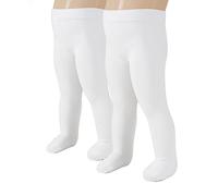 CALZITALY PACK 2 PARES Medias Tupidas para Bebe, Pantis para Recien Nacidos, Blanco, Azul, Rosa, 3-24 Meses, 40 DEN, Made in Italy (2 PARES BLANCOS, 6 Meses)