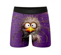 Calzoncillo sexy para hombre, ropa interior con estampado original, cómodo, transpirable, con goma suave, divertidos pantalones cortos de ocio para el día a día, playa, básicos, morado, L