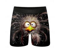 Calzoncillo sexy para hombre, ropa interior con estampado original, cómodo, transpirable, con goma suave, divertidos pantalones cortos de ocio para el día a día, playa, básicos, Negro , 4XL