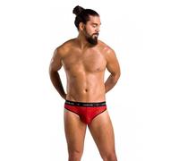 Passion Men – Calzoncillo y tanga eróticos – Passion 031 Slip Mike – Cuero y látex – Rojo S/M