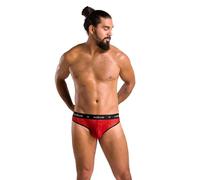 Calzoncillo y tanga eróticos de cuero y látex para hombre marca PASSION MEN PASSION 031 SLIP MIKE ROJO L/XL