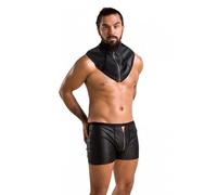Calzoncillo y tanga eróticos de cuero y látex para hombre marca PASSION MEN PASSION 051 SET EDWARD NEGRO L/XL