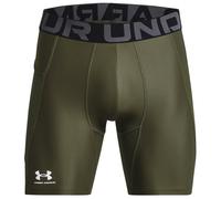 Under Armour UA HG Armour Shorts Pantalón de deporte corto para hombre, ligero short de hombre de secado rápido, color verde marino/blanco