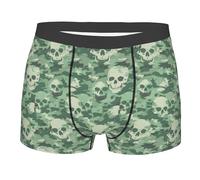Calzoncillos Bóxer para Hombre Calavera De Camuflaje Verde 4 con Cintura Elástica Ropa Interior Hombre Elástica Ropa Interior S