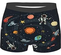 Calzoncillos bóxer para Hombre con diseño de Astronauta de la Tierra del Cohete del Espacio Exterior, Ropa Interior, bañadores elásticos Transpirables, Pantalones Cortos medianos