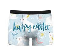 Calzoncillos bóxer para hombre de algodón Happy Easter Huevos Conejo Divertido Impresión 3D Calzoncillos Elásticos Bragas Coloridas Impresión Ropa Interior Hombre Transpirable Cómodo Pantalones Cortos