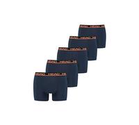 Calzoncillos bóxer para hombre HEAD 881500001, pack de 5 unidades, Azul marino/Naranja, XL