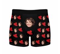 Calzoncillos bóxer para hombre Pantalones cortos personalizados con cara Ropa interior personalizada para novio marido cumpleaños, Negro , L