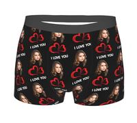 Calzoncillos Boxer Personalizados para Hombre con Foto Te Amo Corazón Ropa Interior con Novia Novio Mascota Esposa Cara Boda Día de San Valentín Boxers Pantalones Cortos Divertidos para Marido Novio