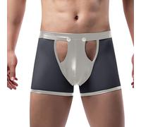 Calzoncillos bóxer sexy para hombre, ligeros, con botones de presión, ropa interior de piel, ropa interior Sissy Clubwear de piel sintética, calzoncillos eróticos para hombre, ropa interior mojada