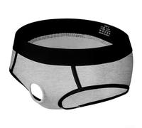Calzoncillos de algodón de color sólido para hombre con diseño de bolsa de anillo frontal y detalle estratégico de agujero (S gris)