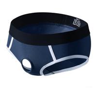 Calzoncillos de algodón de color sólido para hombre con diseño de bolsa de anillo frontal y detalle estratégico de agujero (l azul)