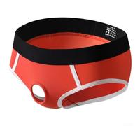 Calzoncillos de algodón de color sólido para hombre con diseño de bolsa de anillo frontal y detalle estratégico de agujero (M naranja)
