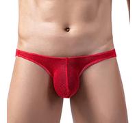 Calzoncillos de algodón para hombre, calzoncillos ride up, ropa interior sexy, pantalones cortos retro de un solo color con bolsillo abultado, calzoncillos tipo bóxer, tanga sexy para sexo, rojo, M