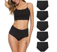 Calzoncillos de algodón para mujer, cintura alta, transpirables, ropa interior suave para mujer, paquete de 5, Negro , L