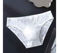 Calzoncillos de cintura baja para hombre diseñados con propiedades de tela de seda helada, ribete de encaje y bolsa de bulto específico (L blanco)