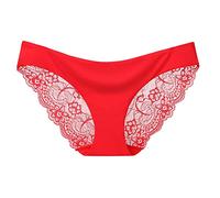 Calzoncillos de encaje para mujer, con acabado sin costuras, tiro bajo y detalle, comodidad diaria suave para trajes de clima cálido, uso diario, comodidad de verano, días de trabajo de viaje, rosso