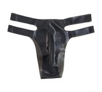 Calzoncillos de goma para hombre, ropa interior de látex elástica, cintura baja, estilo mariquita, para fiestas de discotecas, M-2XL (negro M)