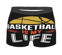 Calzoncillos De Hombre El Baloncesto Es Mi Vida Ropa Interior Clásica Suaves Y Cómodos Calzoncillos Tipo Bóxer, para Esposo, Familia, Amantes, 2XL