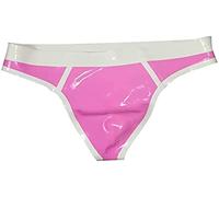 Calzoncillos De Látex Para Hombre Con Ribete Rosa Y Blanco Bragas De Goma Para Hombre Tanga Lencería Hecha A Mano,Rojo Y Blanco,SG