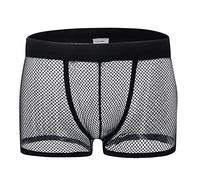 Calzoncillos de Malla Sexy para Hombre Calzoncillos Bóxer Malla Transparente, Lencería Bikini Elástica Tiro Bajo,Bragas Divertidas Transparentes Huecas,Bragas Clásicas para Disfraz de Halloween (XL)