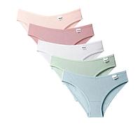Calzoncillos de mujer de algodón, pack de 5 unidades, multicolor, para mujer, monocolor, cintura baja, elásticos, bragas de bikini, sin costuras, lencería, ropa interior sexy, transpirable, tanga