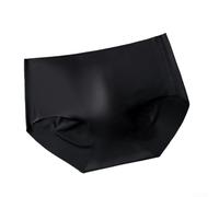 Calzoncillos de ropa interior para hombre en tela de seda de hielo con bolsa de bulto 3D, construcción sin costuras y perfil de cintura media (L negro)