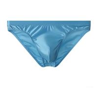 Calzoncillos de satén para hombre, ropa interior transpirable de talle bajo, ropa interior sexy de una pieza para adultos NK60 (XXL azul)