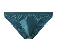 Calzoncillos de satén para hombre, ropa interior transpirable de talle bajo, ropa interior sexy de una pieza para adultos NK60 (azul oscuro XXL)