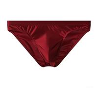 Calzoncillos de satén para hombre, ropa interior transpirable de talle bajo, ropa interior sexy de una pieza para adultos NK60 (XXL rojo)