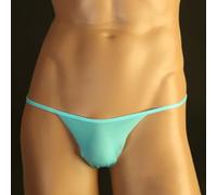 Calzoncillos de tela de nailon de seda de hielo para hombre, ropa interior de talle bajo, tanga en la espalda en T, lencería para uso transpirable (M azul)