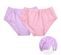 Calzoncillos fáciles de adaptar para mujer, cierre de palo mágico, para pacientes, ancianos, paquete de 2., Rosa y púrpura, M