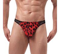 Calzoncillos Hombre Boxer- Bañador Hombre Slip Tipo BóXer con Estampado De Leopardo Espalda En T Bolsa Y Cinturilla Estrecha Transparente De Seda Helada Ideal para Discotecas Básica
