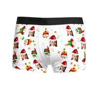 Calzoncillos Hombre Boxer Navidad - Ropa Interior con Estampado Novedoso Suave Transpirable Cómoda Elástica Ideal para Vacaciones para Marido Y Novio (White S)