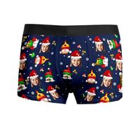 Calzoncillos Hombre Navidad - Ropa Interior con Estampado Novedoso Suave Transpirable Cómoda Elástica Ideal para Vacaciones para Marido Y Novio (Navy L)