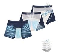 Calzoncillos Incontinencia Hombre, Ropa Interior Lavable Bóxers Protectores Con Almohadillas Absorbentes Y Abertura Frontal, Mutande Riutilizzabili A Prova Di Perdite Blue - 3 Pack,M