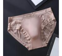 Calzoncillos ligeros de seda de hielo sin costuras para hombre con tela transparente de malla transpirable con bolsa de bulto 3D, ropa interior cómoda (2XL café)