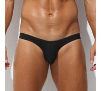 Calzoncillos modales para hombre, cintura baja, con bolsa en U, transpirables, ropa interior deportiva, color sólido, ajuste atlético, sexy, bolsa de bulto cómoda para uso diario (XL negro)