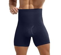 Calzoncillos moldeadores de cuerpo con control de abdomen para hombre, de talle alto, adelgazantes, sin costuras, cómodos, de compresión, antirozaduras, ropa interior deportiva, bragueta abierta