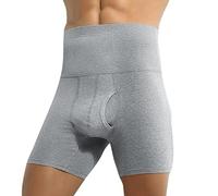 Calzoncillos moldeadores de cuerpo con control de abdomen para hombre, de talle alto, adelgazantes, sin costuras, cómodos, de compresión, antirozaduras, ropa interior deportiva, bragueta abierta
